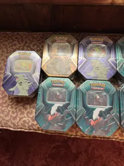 Pokemon TCG Triple Whammy Tin English Factory Sealed Lot of (7) Tins Rivals - Image 1