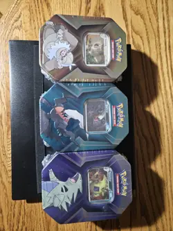 3 x Triple Whammy Collector Sealed Tins (Complete Tin Set) Pokemon TCG - Image 1