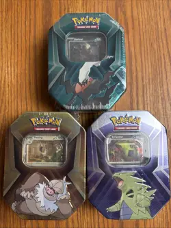 Pokemon Triple Whammy Tin Set of 3 Tyranitar Slaking, Darkrai 🚀Destined Rivals - Image 1