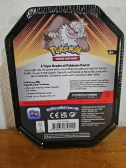 Pokemon TCG Triple Whammy Collector Tin SLAKING 3 Packs Foil Promo New - Image 2