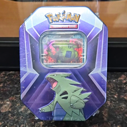 Pokemon TCG Triple Whammy Tin Tyranitar Larvitar Pupitar English 2024 6+ MPN - Image 1