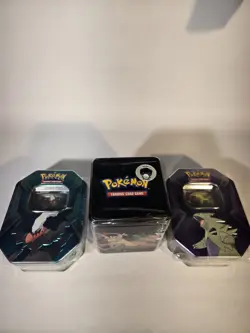 Pokemon Triple Whammy Tin Set Darkrai Tyranitar Stackable 2024 TCG - Image 1