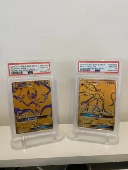 Pokemon TCG Full Art Lunala GX Solgaleo GX Gold Promo PSA 10 - Image 1