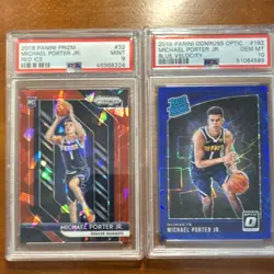 Michael Porter Rookie 2 Card Lot. Rated Rookie PSA 10, Red Ice Prizm PSA 9 - Image 1