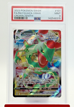 2023 Pokemon SWSH Full Art Rayquaza VMAX 101/159 Crown Zenith Holo PSA 9 - Image 1