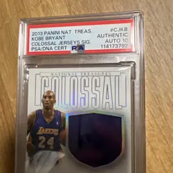 2013-14 National Treasures Kobe Bryant Colossal Materials Jersey /60 PSA Auto 10 - Image 4