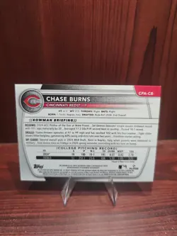 Chase Burns 2025 Bowman Chrome, Prospects Auto Gold Lava Refractor /50, #CPA-CB - Image 2