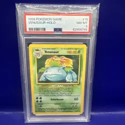 Pokemon 1999 Venusaur Vintage 015/102 Base Set Holo PSA 8 - Image 1