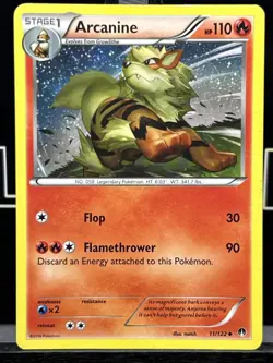 Arcanine 11/122 BREAKpoint English Pokemon Card TCG Regular 2016 LP - Image 3