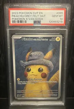 2023 POKEMON POKEMON X VAN GOGH #085 PIKACHU WITH GREY FELT HAT PSA 10 - Image 1