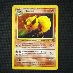 Pokemon TCG Flareon Jungle 3/64 Holo Unlimited Holo Rare WOTC LP/NM - Image 1