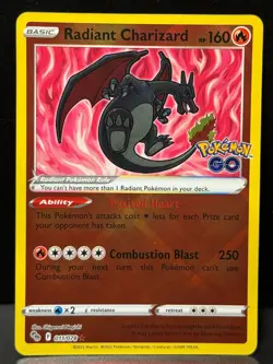 Radiant Charizard 011/078 SWSH Pokemon GO Radiant Rare Holo Pokemon Card LP - Image 1