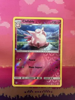 Pokemon Card Clefable Hidden Fates Reverse Holo Rare 40/68 Near Mint - Image 1