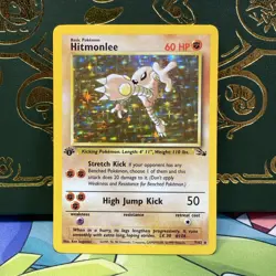 Pokemon TCG Hitmonlee 7/62 Fossil 1st Edition Holo Rare LP + NM - - Image 1