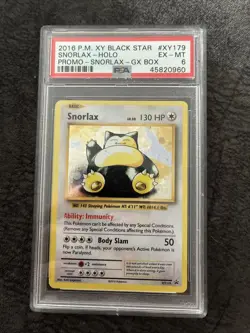 Pokemon TCG Snorlax Black Star Promo Holo Card XY179 2016 PSA 6 - Image 1
