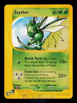 Pokemon Card Scyther 57/147 Aquapolis Uncommon WOTC Vintage LP 2002 - Image 1