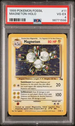 1999 POKEMON FOSSIL #11 MAGNETON-HOLO PSA 4 - Image 1
