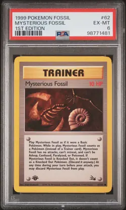 1999 POKEMON FOSSIL 1ST EDITION #62 MYSTERIOUS FOSSIL PSA 6 - Image 1