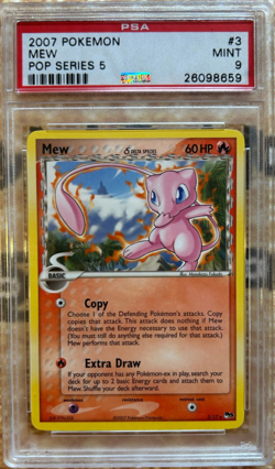 MEW PSA 9 ~ ultra rare 60 POP ~ 2007 POP SERIES 5 3/17 NON-HOLO POKEMON #3 - Image 1
