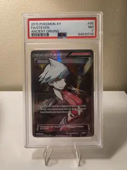 2015 POKEMON XY ANCIENT ORIGINS #95 FULL ART/STEVEN PSA 7 - Image 1