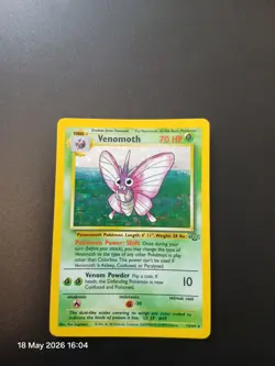 Venomoth card 13 /64 Rare Jungle Set Holo Pokemon Card Unlimited Edition 1999 Mp - Image 1