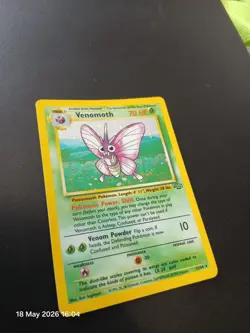 Venomoth card 13 /64 Rare Jungle Set Holo Pokemon Card Unlimited Edition 1999 Mp - Image 2