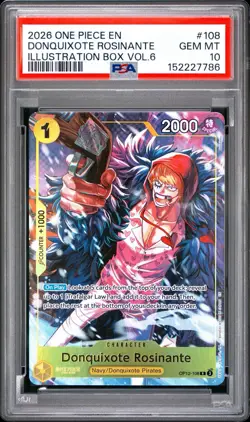 2026 ONE PIECE PROMO ILLUSTRATION BOX VOL.6 #108 DONQUIXOTE ROSINANTE PSA 10 - Image 1