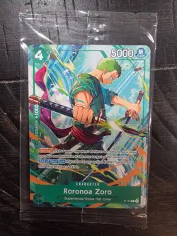 One Piece Promo Card Roronoa Zoro P-114 Con Exclusive English (Sealed) - Image 1