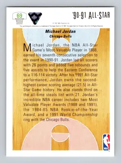 1991-92 Upper Deck Basketball Card #69 Michael Jordan East All-Star Game - Image 5