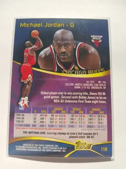 1998-99 Topps Stadium Club #118 Michael Jordan HTF Basketball Card - Image 3