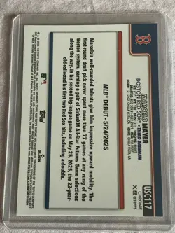2025 Marcelo Mayer RC Negative Refractor USC117 Rookie 3 Card Lot Red Sox - Image 4