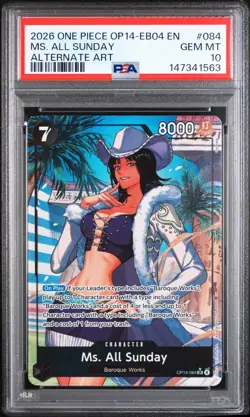 2026 ONE PIECE OP14-EB04-THE AZURE SEA'S SEVEN #084 MS. ALL SUNDAY PSA 10 - Image 1