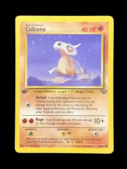 Pokemon TCG 1st Edition Cubone 50/64 Jungle Set WOTC Vintage - Image 1