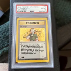 Pokemon 2000 Gym Heroes holo Lt. Surge 1st edition #17/132 PSA 8 - Image 1