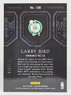 2014-15 Panini Excalibur Larry Bird Crusade Blue Holo /149 Boston Celtics #128 - Image 2