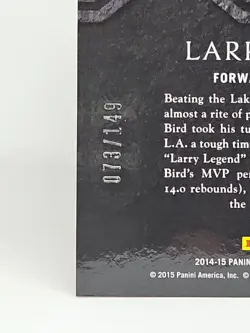 2014-15 Panini Excalibur Larry Bird Crusade Blue Holo /149 Boston Celtics #128 - Image 3