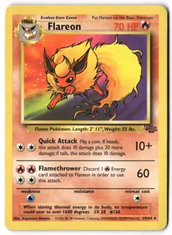 Pokemon Card - Flareon 19/64 Unlimited Non Holo Rare - Jungle WOTC - LP - Image 1