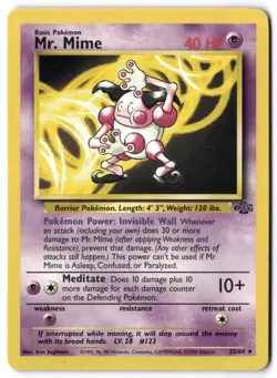 Pokemon Card - Mr. Mime 22/64 Unlimited Non Holo Rare - Jungle - NM 2 - Image 1