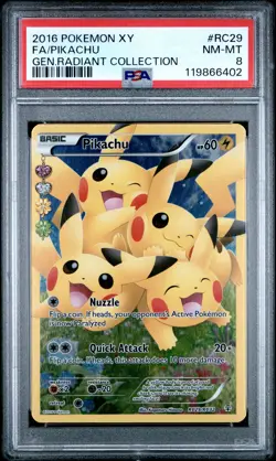 2016 POKEMON XY GENERATIONS RADIANT COLLECTION #RC29 FULL ART/PIKACHU PSA 8 - Image 1