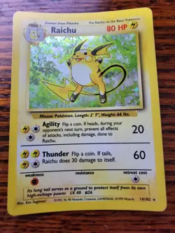 Raichu 14/102 - Base Set Unlimited - WOTC Holo Rare Pokemon Card - Vintage PL* - Image 1