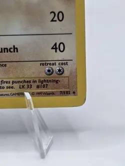 Hitmonchan Pokemon Card Shadowless Holo 7/102 Base Set Rare Vintage 1999 MP - Image 4