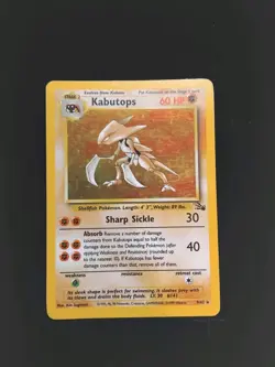 LP Kabutops Fossil 9/62 Holo Rare Edition Pokemon TCG Card English 1999 - Image 2