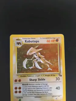 LP Kabutops Fossil 9/62 Holo Rare Edition Pokemon TCG Card English 1999 - Image 3