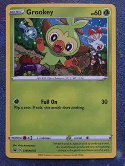 Pokemon TCG Grookey SWSH070 Holo Black Star Promo Card NM Condition Cute Swirl - Image 1