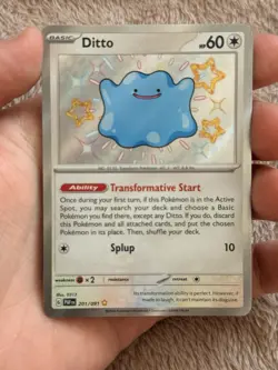 Pokemon TCG Ditto 201/091 Paldean Fates Baby Shiny Rare Card - Image 1