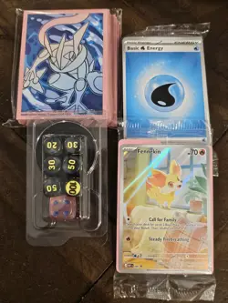 Pokemon TCG Chaos Rising Fennekin Promo Card, Energy Cards, Sleeves & Dice Set - Image 4