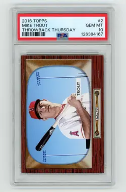 PSA 10 Mike Trout 2016 Topps Throwback Thursday #2 1955 Bowman Angels MVP ROY - Image 1