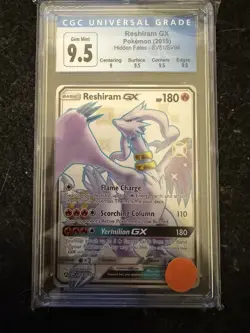 Pokemon TCG Reshiram GX SV51/SV94 Hidden Fates Blue CCG 9.5 (Auto 10 upgrade) - Image 1