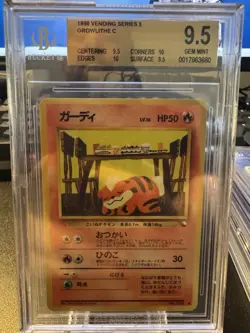 1998 Pokemon Vending Series 3 Japanese Growlithe #058 BGS Gem Mint 9.5 - Image 1