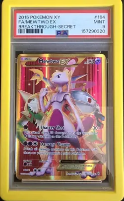 Pokemon 2015 XY Breakthrough 162/164 Full Art Secret Rare Mewtwo EX PSA 9 - Image 1
